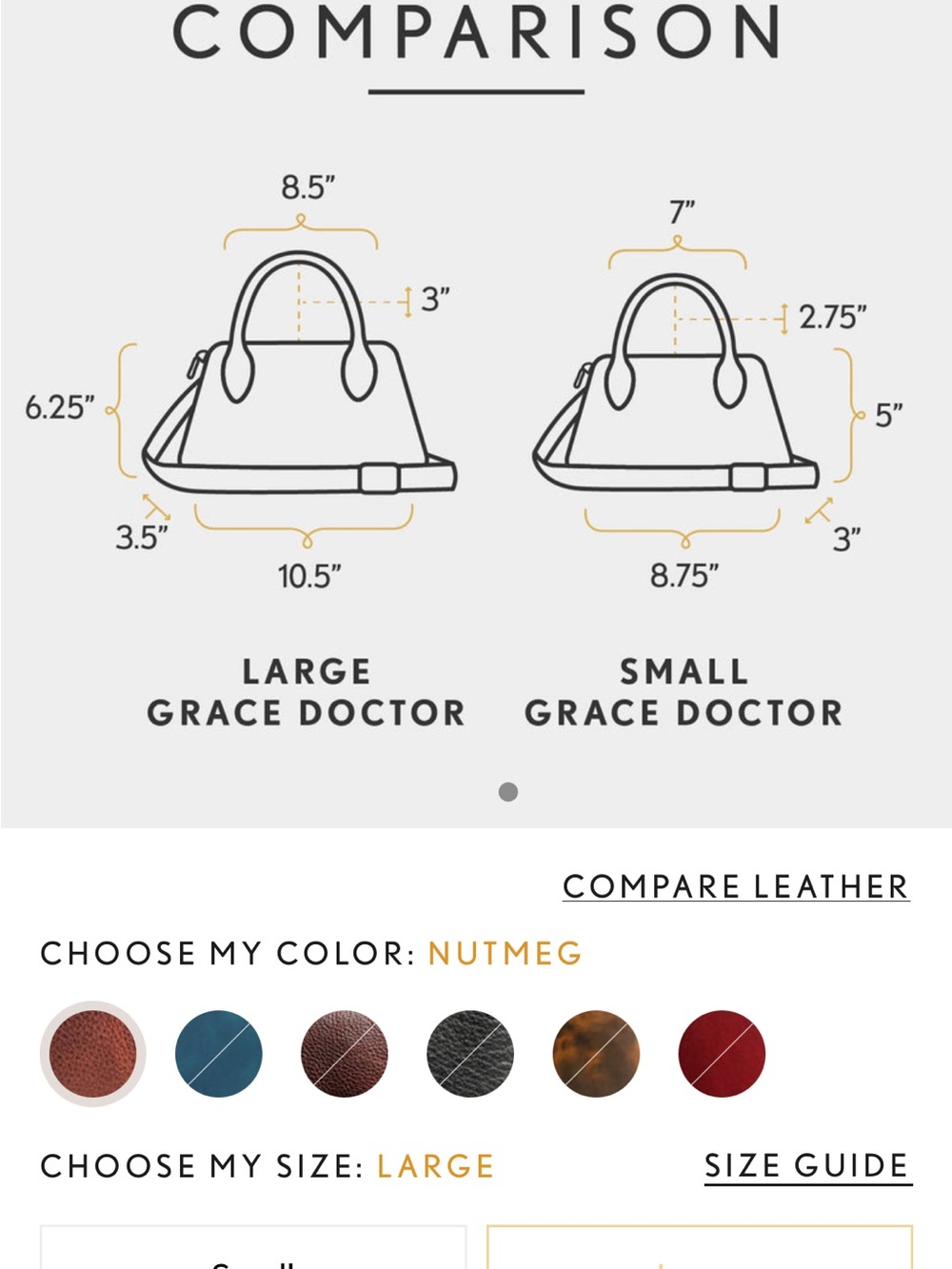 Portland Leather Goods GRACE doctor bag in Chestnut LARGE - Picture 4 of 5